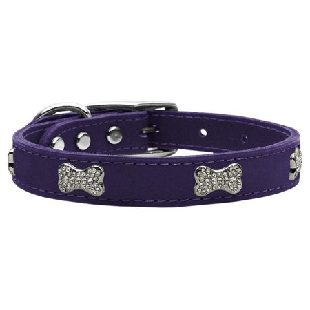 MIRAGE PET PRODUCTS Crystal Bone Genuine Leather Dog CollarPurple Size 20 83-112 Pr20